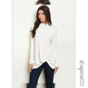•Sweet Journey• Knotted Ivory Long Sleeve Top